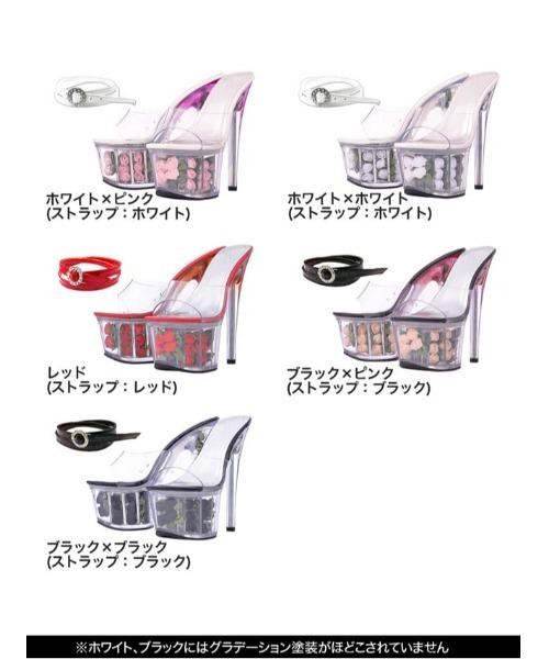 DAZZY(デイジー)の「【通算160万足突破】当店限定!大ヒット薔薇サンダル!オリジナル 17cmヒール 3段ローズ インソール グラデーション ピンヒール 薔薇 サンダル(サンダル・レディース・レッド/ホワイト×ホワイト/ホワイト×ピンク/ブラック×ピンク/ブラック×ブラック・23.0cm/23.5cm/24.0cm/24.5cm/25.0cm)」の6枚目の写真