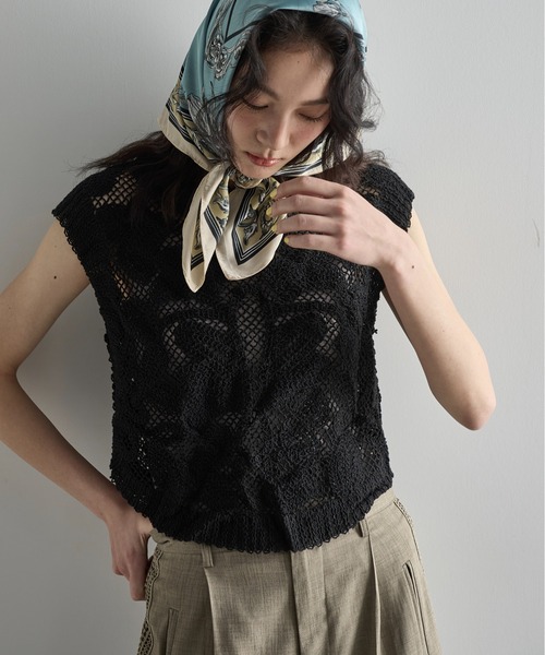 THE YOn（ザヨン）の「ラウンドヘムトーションレースノースリーブトップス（その他トップス・レディース・ナチュラル/ブラック・FREE）」の22枚目の写真