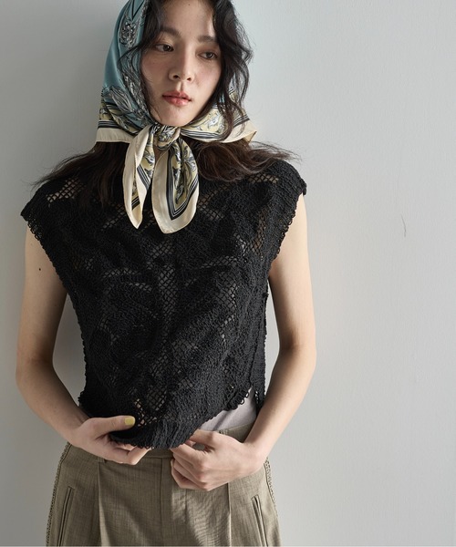 THE YOn（ザヨン）の「ラウンドヘムトーションレースノースリーブトップス（その他トップス・レディース・ナチュラル/ブラック・FREE）」の18枚目の写真