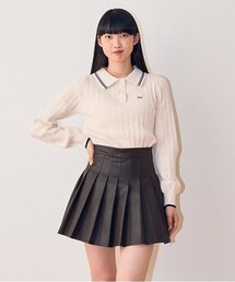 レザープリーツスカート 韓国 ファッション」に該当する