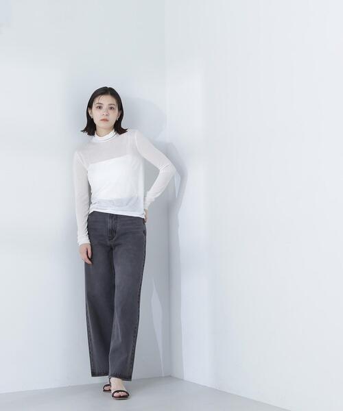 NATURAL BEAUTY BASIC(ナチュラルビューティーベーシック)の「◇ハイネックシアーカットソー(Tシャツ/カットソー・レディース・オフホワイト/イエロー/ベージュ/ピンク・FREE)」の6枚目の写真