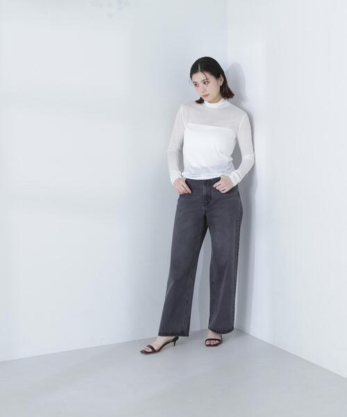 NATURAL BEAUTY BASIC(ナチュラルビューティーベーシック)の「◇ハイネックシアーカットソー(Tシャツ/カットソー・レディース・オフホワイト/イエロー/ベージュ/ピンク・FREE)」の8枚目の写真
