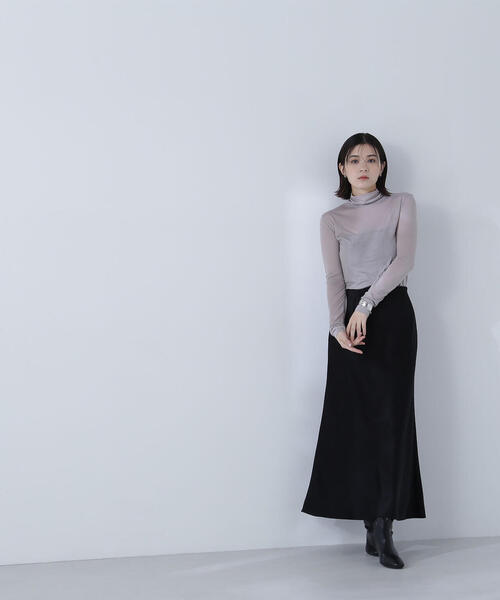 NATURAL BEAUTY BASIC（ナチュラルビューティーベーシック）の「◇ハイネックシアーカットソー（Tシャツ/カットソー・レディース・オフホワイト/ベージュ/イエロー/ピンク・FREE）」の17枚目の写真