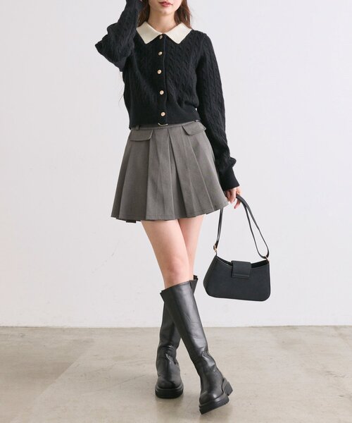 OLIVE des OLIVE（オリーブデオリーブ）の「【完売カラー再販開始！】金ボタンケーブル衿カーデ（カーディガン/ボレロ・レディース・オフホワイト/マルチ/ブラック/トップグレー・FREE）」の17枚目の写真