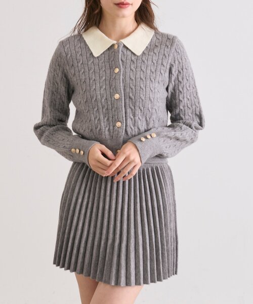 OLIVE des OLIVE（オリーブデオリーブ）の「【完売カラー再販開始！】金ボタンケーブル衿カーデ（カーディガン/ボレロ・レディース・オフホワイト/マルチ/ブラック/トップグレー・FREE）」の18枚目の写真