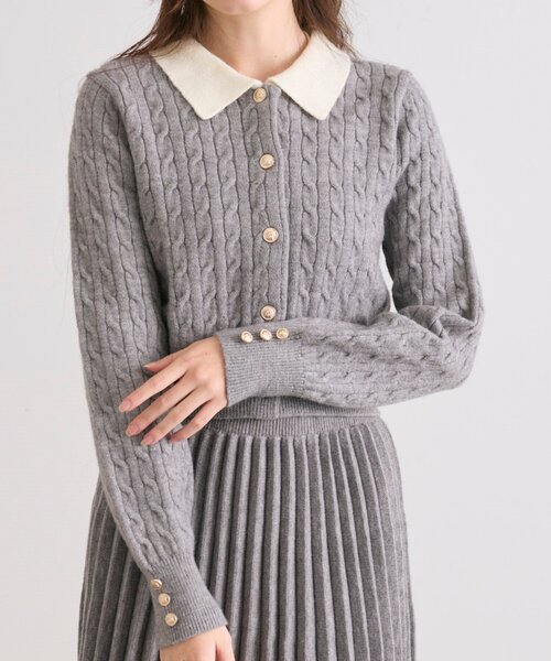 OLIVE des OLIVE（オリーブデオリーブ）の「【完売カラー再販開始！】金ボタンケーブル衿カーデ（カーディガン/ボレロ・レディース・オフホワイト/マルチ/ブラック/トップグレー・FREE）」の19枚目の写真