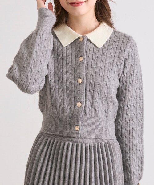 OLIVE des OLIVE（オリーブデオリーブ）の「【完売カラー再販開始！】金ボタンケーブル衿カーデ（カーディガン/ボレロ・レディース・オフホワイト/マルチ/ブラック/トップグレー・FREE）」の20枚目の写真