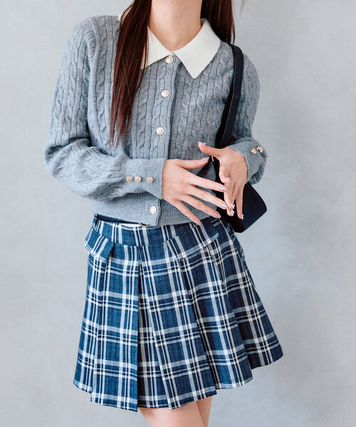 OLIVE des OLIVE（オリーブデオリーブ）の「【完売カラー再販開始！】金ボタンケーブル衿カーデ（カーディガン/ボレロ・レディース・オフホワイト/マルチ/ブラック/トップグレー・FREE）」の22枚目の写真