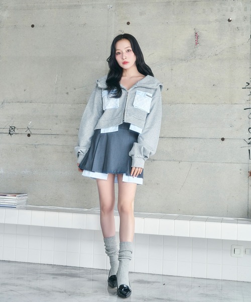 ANDGEEBEE(アンジービー)の「シャツポケットラメパーカー(パーカー・レディース・グレー/オートミール・FREE)」の20枚目の写真