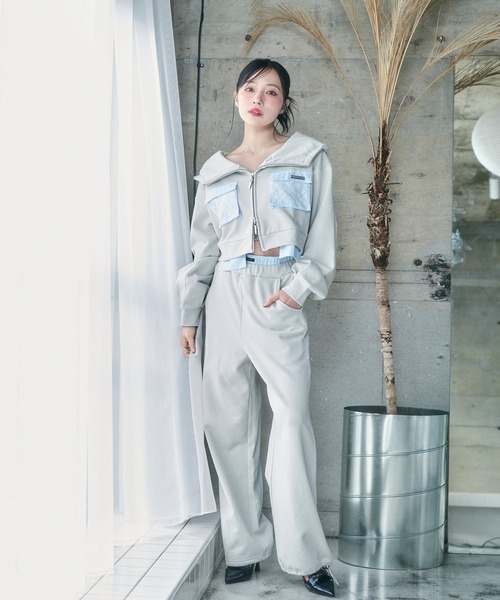 ANDGEEBEE(アンジービー)の「シャツポケットラメパーカー(パーカー・レディース・グレー/オートミール・FREE)」の7枚目の写真