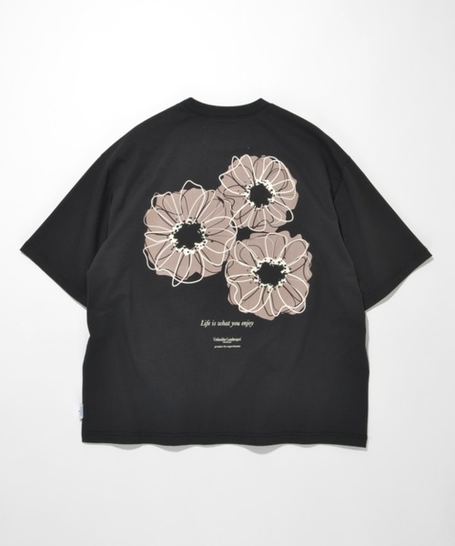 フラワーモチーフデザインバックプリントTシャツ”Bic flower' S