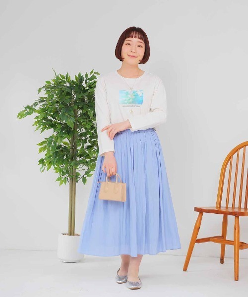 MB mint breeze(エムビーミントブリーズ)の「【L~5L 大きいサイズ】ビンテージサテンタックギャザースカート(スカート・レディース・ネイビー/ブルー・LL/3L/4L/5L/L)」の3枚目の写真