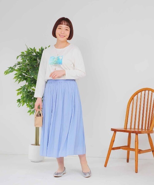 MB mint breeze(エムビーミントブリーズ)の「【L~5L 大きいサイズ】ビンテージサテンタックギャザースカート(スカート・レディース・ネイビー/ブルー・LL/3L/4L/5L/L)」の7枚目の写真