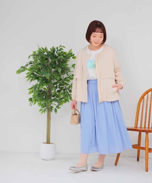MB mint breeze(エムビーミントブリーズ)の「【L~5L 大きいサイズ】ビンテージサテンタックギャザースカート(スカート・レディース・ネイビー/ブルー・LL/3L/4L/5L/L)」の8枚目の写真