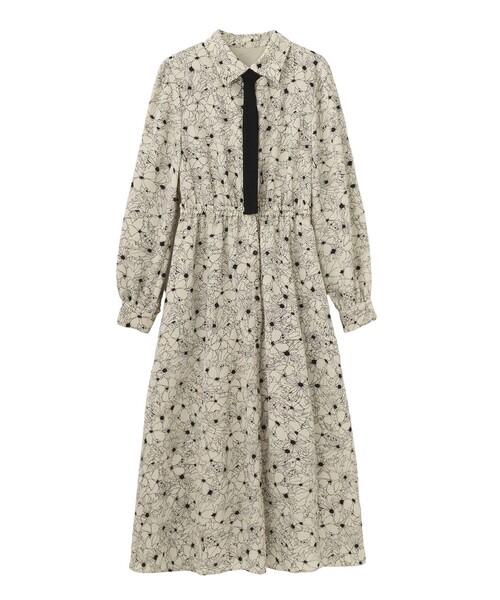 セール】ドローイングフラワープリントシャツ ワンピース（シャツ