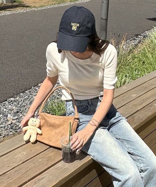 CHAN ME(チャンミ)の「ラウンドネック半袖リブニット(ニット/セーター・レディース・ブラック/ホワイト/ベージュ/グレイッシュベージュ/グレー/ネイビー・MEDIUM/LARGE/X-LARGE)」の2枚目の写真