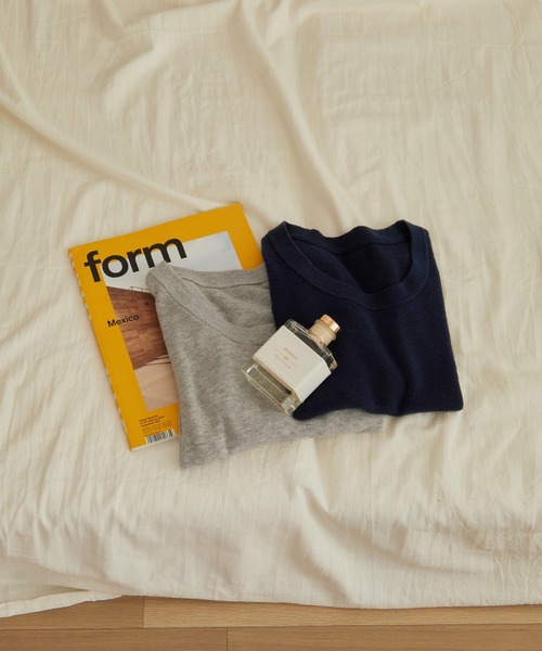 CHAN ME(チャンミ)の「ラウンドネック半袖リブニット(ニット/セーター・レディース・ブラック/ホワイト/ベージュ/グレイッシュベージュ/グレー/ネイビー・MEDIUM/LARGE/X-LARGE)」の14枚目の写真