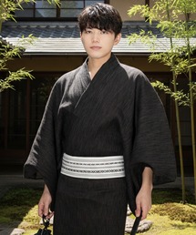 KYOETSU（キョウエツ）の「メンズ 楊柳浴衣 4点セット ( 浴衣 + 帯 + 下駄 + 腰紐 )（浴衣）」