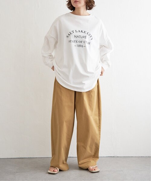 notch.(ノッチ)の「シルケット風オーバーロゴロンT(Tシャツ/カットソー・レディース・オフホワイト/ネイビー・M)」の8枚目の写真