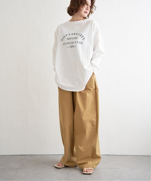 notch.(ノッチ)の「シルケット風オーバーロゴロンT(Tシャツ/カットソー・レディース・オフホワイト/ネイビー・M)」の9枚目の写真