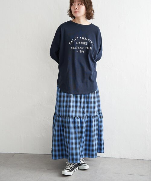 notch.(ノッチ)の「シルケット風オーバーロゴロンT(Tシャツ/カットソー・レディース・オフホワイト/ネイビー・M)」の15枚目の写真