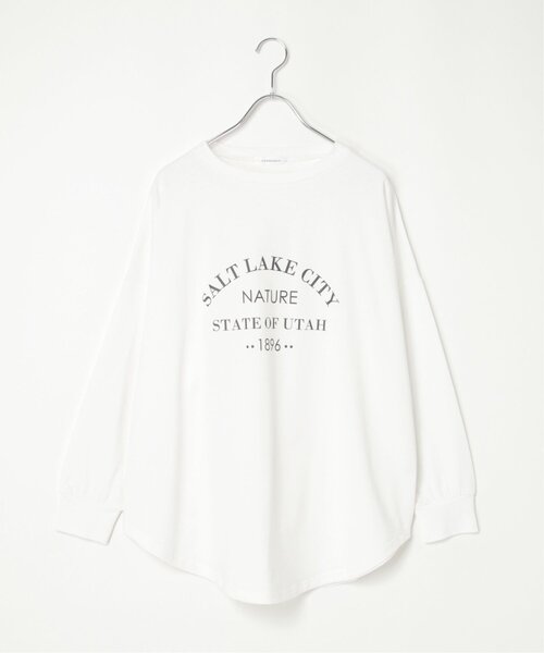 notch.(ノッチ)の「シルケット風オーバーロゴロンT(Tシャツ/カットソー・レディース・オフホワイト/ネイビー・M)」の19枚目の写真