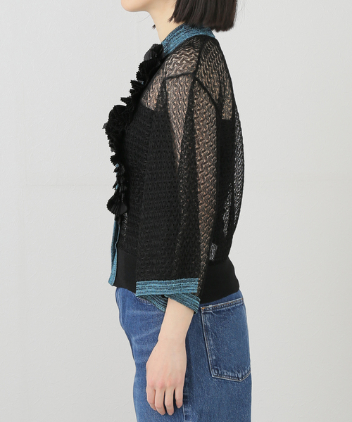 TOGA PULLA（トーガ　プルラ）の「TOGA PULLA LACE KNIT CARDIGAN TP251-X0204：カーディガン（ニット/セーター・レディース・ブラック・38）」の9枚目の写真