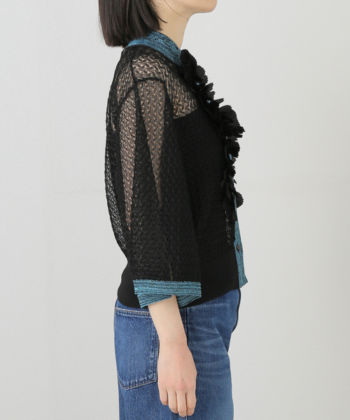 TOGA PULLA（トーガ　プルラ）の「TOGA PULLA LACE KNIT CARDIGAN TP251-X0204：カーディガン（ニット/セーター・レディース・ブラック・38）」の6枚目の写真