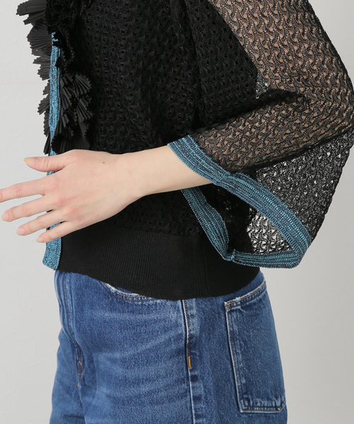 TOGA PULLA（トーガ　プルラ）の「TOGA PULLA LACE KNIT CARDIGAN TP251-X0204：カーディガン（ニット/セーター・レディース・ブラック・38）」の8枚目の写真