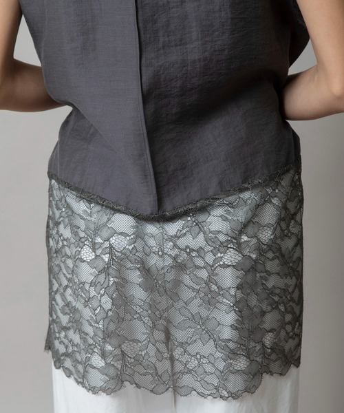 Munich（ミューニック）の「レースドッキングジレ（シャツ/ブラウス・レディース・ホワイト/ブラック/ダークグレー・FREE）」の10枚目の写真