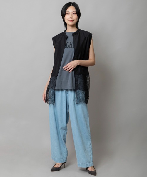 Munich（ミューニック）の「レースドッキングジレ（シャツ/ブラウス・レディース・ホワイト/ブラック/ダークグレー・FREE）」の12枚目の写真