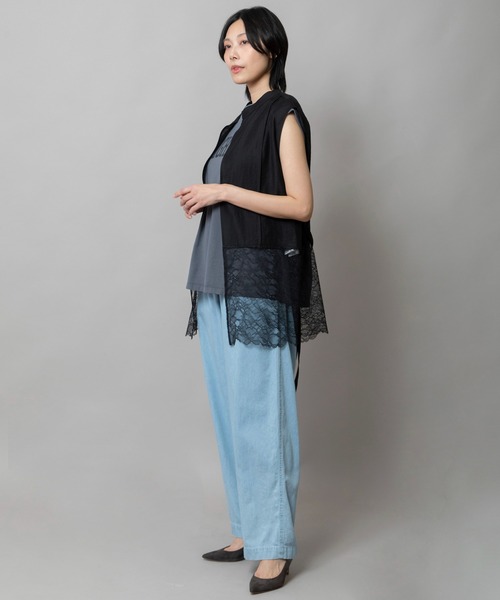 Munich（ミューニック）の「レースドッキングジレ（シャツ/ブラウス・レディース・ホワイト/ブラック/ダークグレー・FREE）」の15枚目の写真