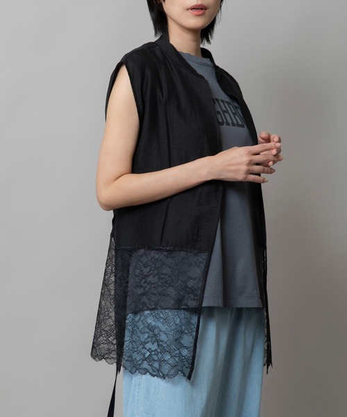 Munich（ミューニック）の「レースドッキングジレ（シャツ/ブラウス・レディース・ホワイト/ブラック/ダークグレー・FREE）」の17枚目の写真