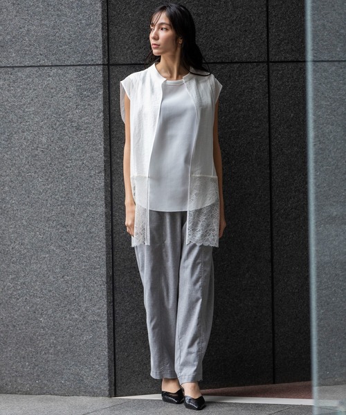 Munich（ミューニック）の「レースドッキングジレ（シャツ/ブラウス・レディース・ホワイト/ブラック/ダークグレー・FREE）」の19枚目の写真