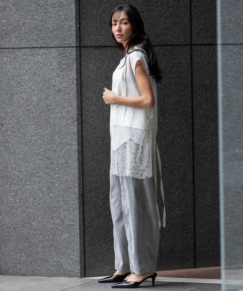 Munich（ミューニック）の「レースドッキングジレ（シャツ/ブラウス・レディース・ホワイト/ブラック/ダークグレー・FREE）」の20枚目の写真