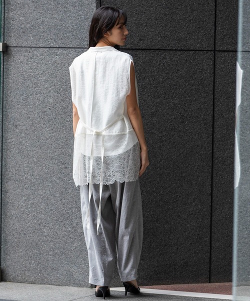 Munich（ミューニック）の「レースドッキングジレ（シャツ/ブラウス・レディース・ホワイト/ブラック/ダークグレー・FREE）」の21枚目の写真