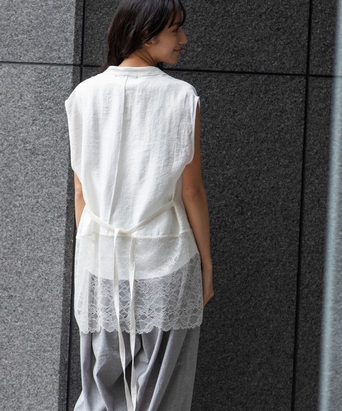 Munich（ミューニック）の「レースドッキングジレ（シャツ/ブラウス・レディース・ホワイト/ブラック/ダークグレー・FREE）」の22枚目の写真