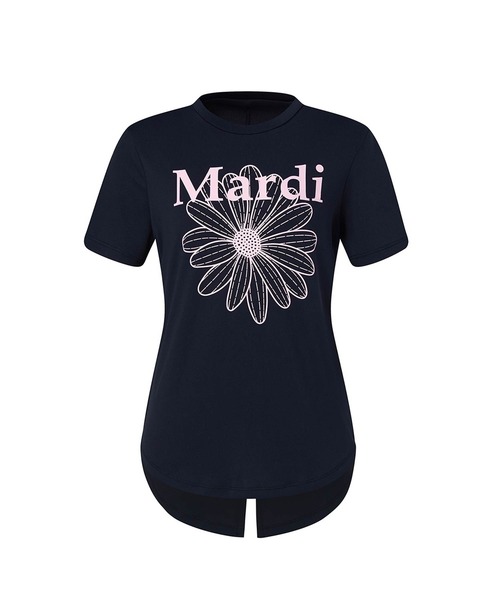 Mardi Mercredi ポロシャツ ワンピース黒 AIRLIFT relax fit back slit top flowermardi（Tシャツ