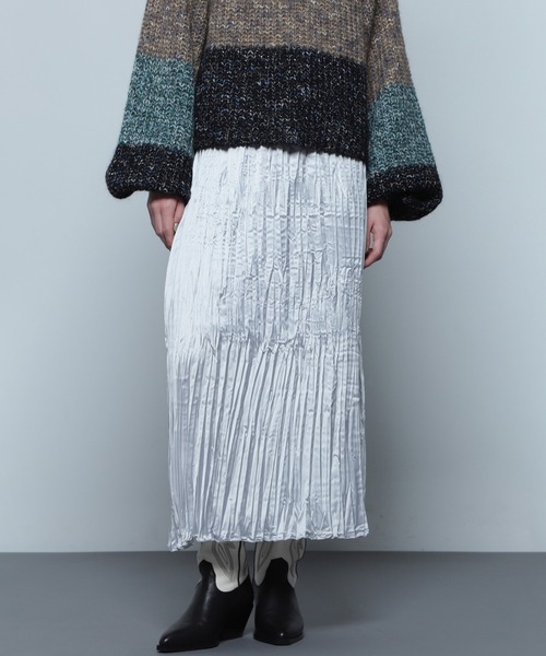 ROSE BUD(ローズバッド)の「サテンワッシャースカート(スカート・レディース・ライトグリーン/カーキ/ホワイト・ONE SIZE)」の2枚目の写真