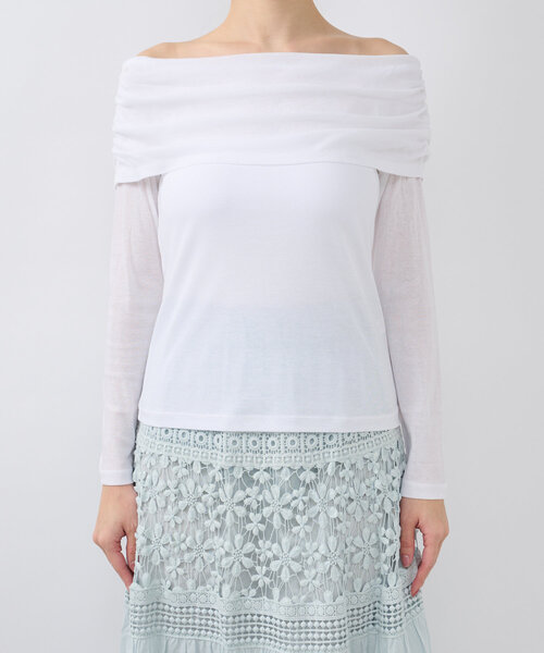 La boutique BonBon（ラブティックボンボン）の「【女子力UP！】シアーオフショルカットソー（Tシャツ/カットソー・レディース・ホワイト/ブラック/ミント・FREE）」の20枚目の写真