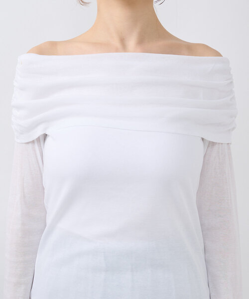 La boutique BonBon（ラブティックボンボン）の「【女子力UP！】シアーオフショルカットソー（Tシャツ/カットソー・レディース・ホワイト/ブラック/ミント・FREE）」の17枚目の写真