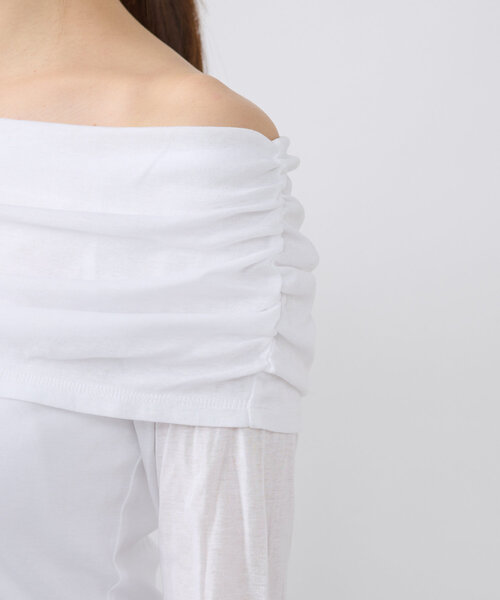 La boutique BonBon（ラブティックボンボン）の「【女子力UP！】シアーオフショルカットソー（Tシャツ/カットソー・レディース・ホワイト/ブラック/ミント・FREE）」の16枚目の写真