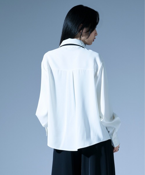 Ellno Loset（エルノロゼット）の「ノーブルクロスボウタイツキトロミシャツ/SETUP対応（シャツ/ブラウス・メンズ・ブルーグレー/オフホワイト/ブラック・MEDIUM/SMALL/LARGE）」の7枚目の写真
