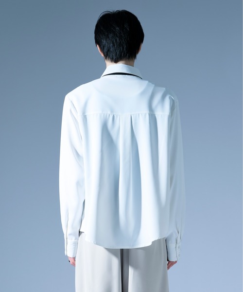 Ellno Loset（エルノロゼット）の「ノーブルクロスボウタイツキトロミシャツ/SETUP対応（シャツ/ブラウス・メンズ・ブルーグレー/オフホワイト/ブラック・MEDIUM/SMALL/LARGE）」の14枚目の写真