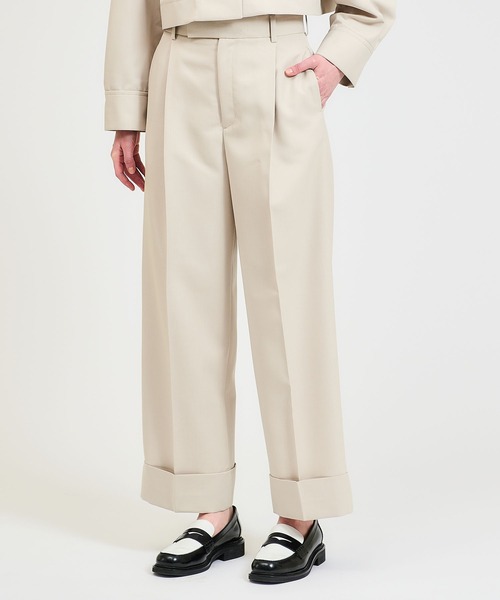ESTNATION（エストネーション）の「ESTNATION / ポリエステルホワイトタックパンツ（スラックス・レディース・ブラック/パープル/ベージュ・38/36）」の3枚目の写真