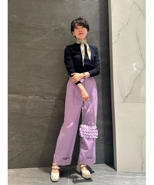 ESTNATION（エストネーション）の「ESTNATION / ポリエステルホワイトタックパンツ（スラックス・レディース・ブラック/パープル/ベージュ・38/36）」の17枚目の写真
