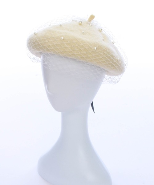 clear（クリア）の「パールチュールベレー帽[ガーリー 大人 フェミニン]（ハンチング/ベレー帽・レディース・ブラック/アイボリー・F）」の10枚目の写真