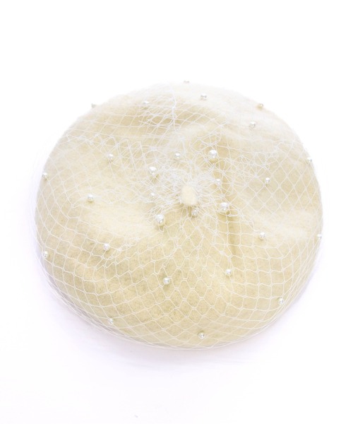 clear（クリア）の「パールチュールベレー帽[ガーリー 大人 フェミニン]（ハンチング/ベレー帽・レディース・ブラック/アイボリー・F）」の12枚目の写真