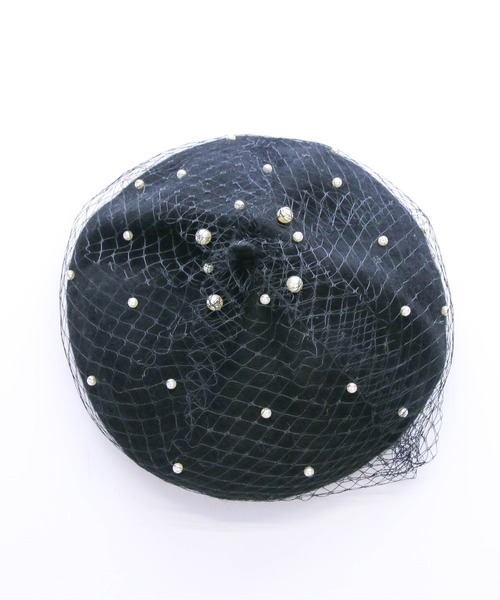 clear（クリア）の「パールチュールベレー帽[ガーリー 大人 フェミニン]（ハンチング/ベレー帽・レディース・ブラック/アイボリー・F）」の13枚目の写真