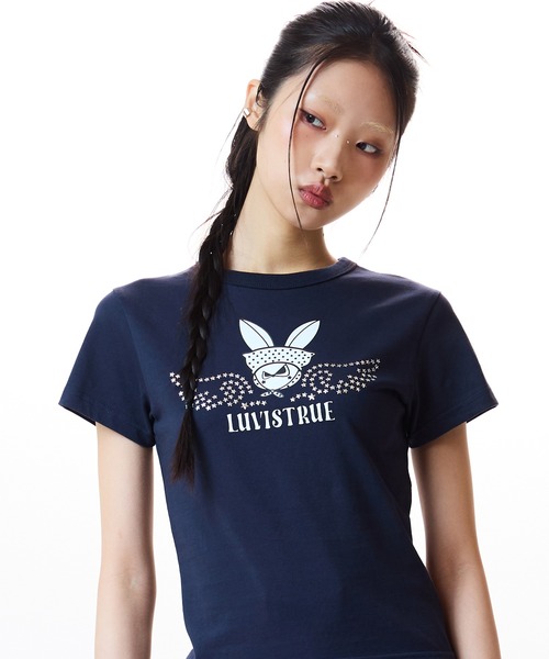LUVISTRUE(ラヴイズトゥルー)の「IM RUBBIT TEE(Tシャツ/カットソー・レディース・ネイビー/チャコールグレー/ホワイト/バーガンディー・FREE)」の1枚目の写真
